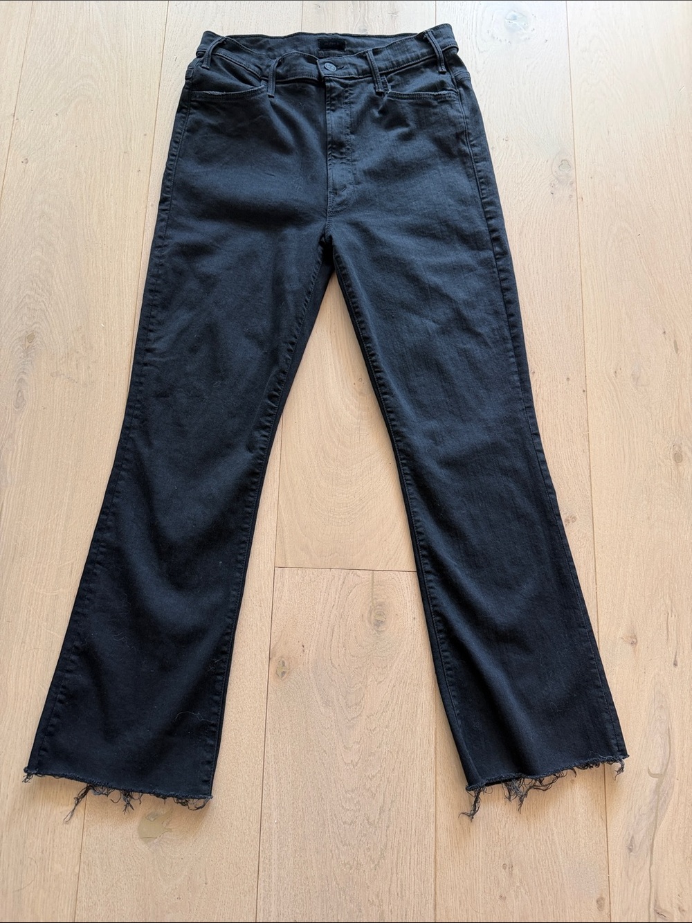 MOTHER HUSTLER ANKLE FRAY Black Jeans Size 30
